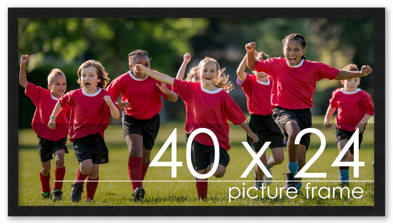 40x24 Simple Black Picture Frame - UV Acrylic, Foam Board Backing, Hanging Hardware